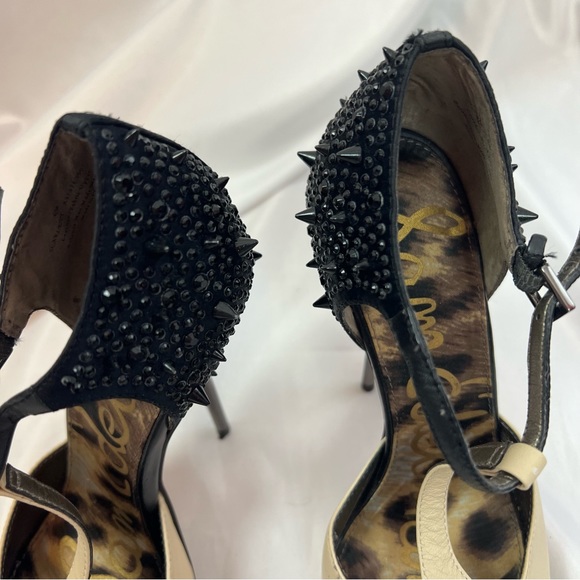 Sam Edelman Scarlett Nude and Black Spikey Heels, size 6 - Picture 3 of 8